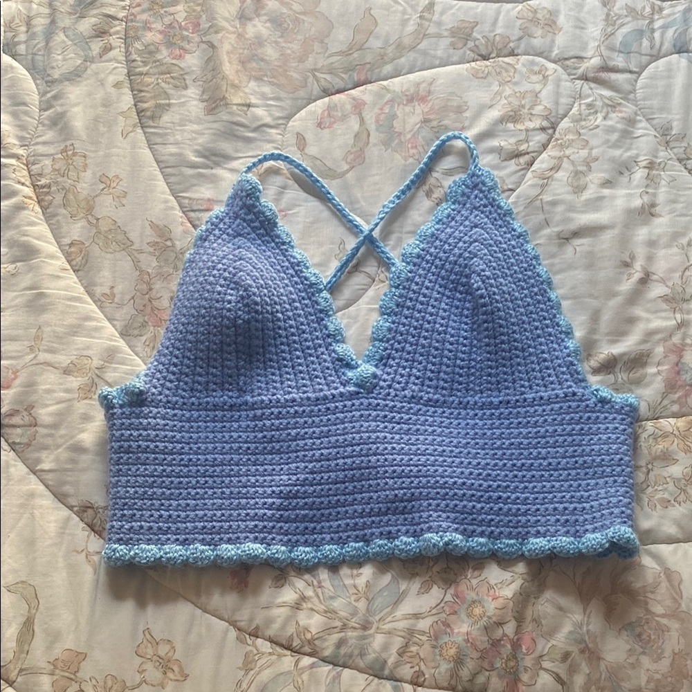 Handmade Light Blue Crochet Bralette